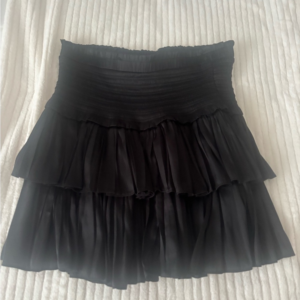 reset pleated ruffle mini skirt black